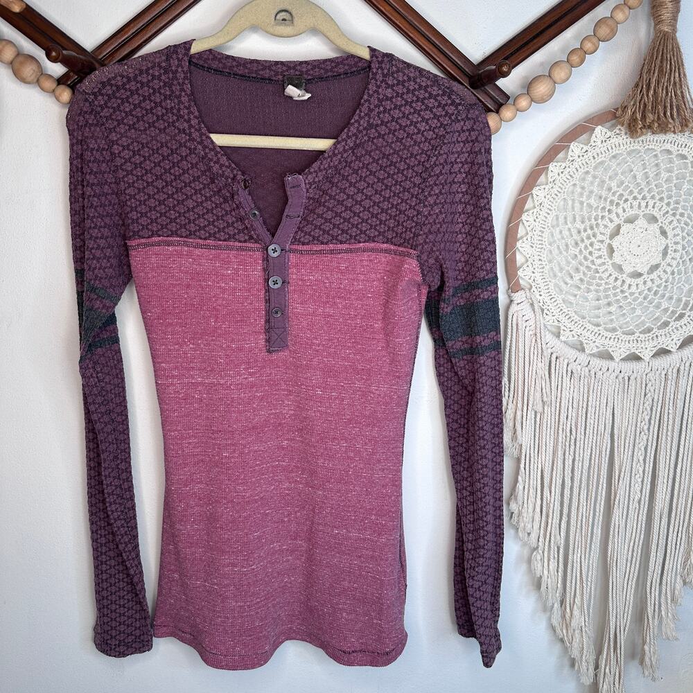 We the Free People Ski Lodge Purple Thermal Henley
